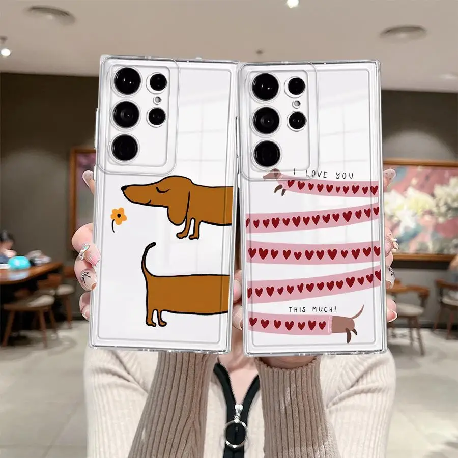 Phone Cover Case for Samsung Galaxy S26 S22 FE S24 S21 S20 Plus Note 20 Ultra 10 S25 Edge S23 Ultra Cute Sausage Dog Pattern 