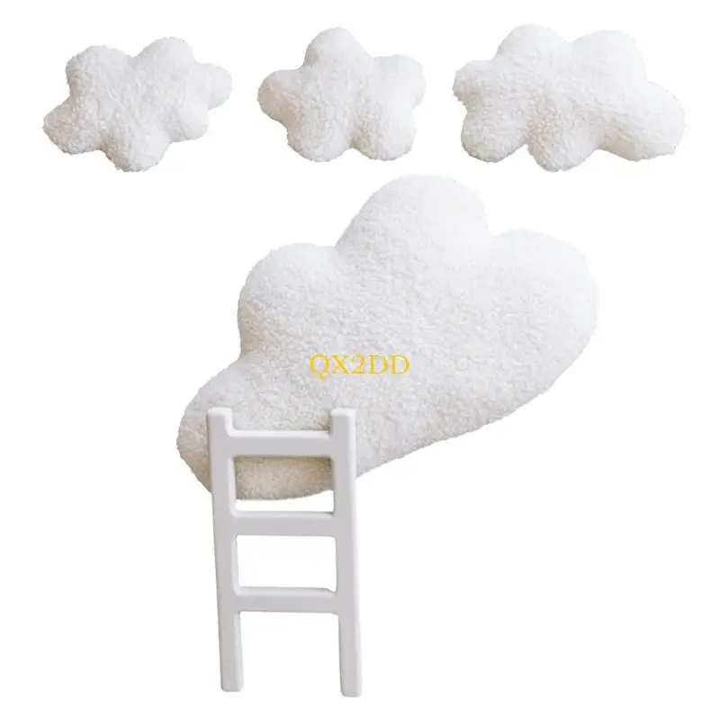 QX2D Set of 5pcs Realistic Cloud Design Ladder Photo Props for Newborns Photo Studio