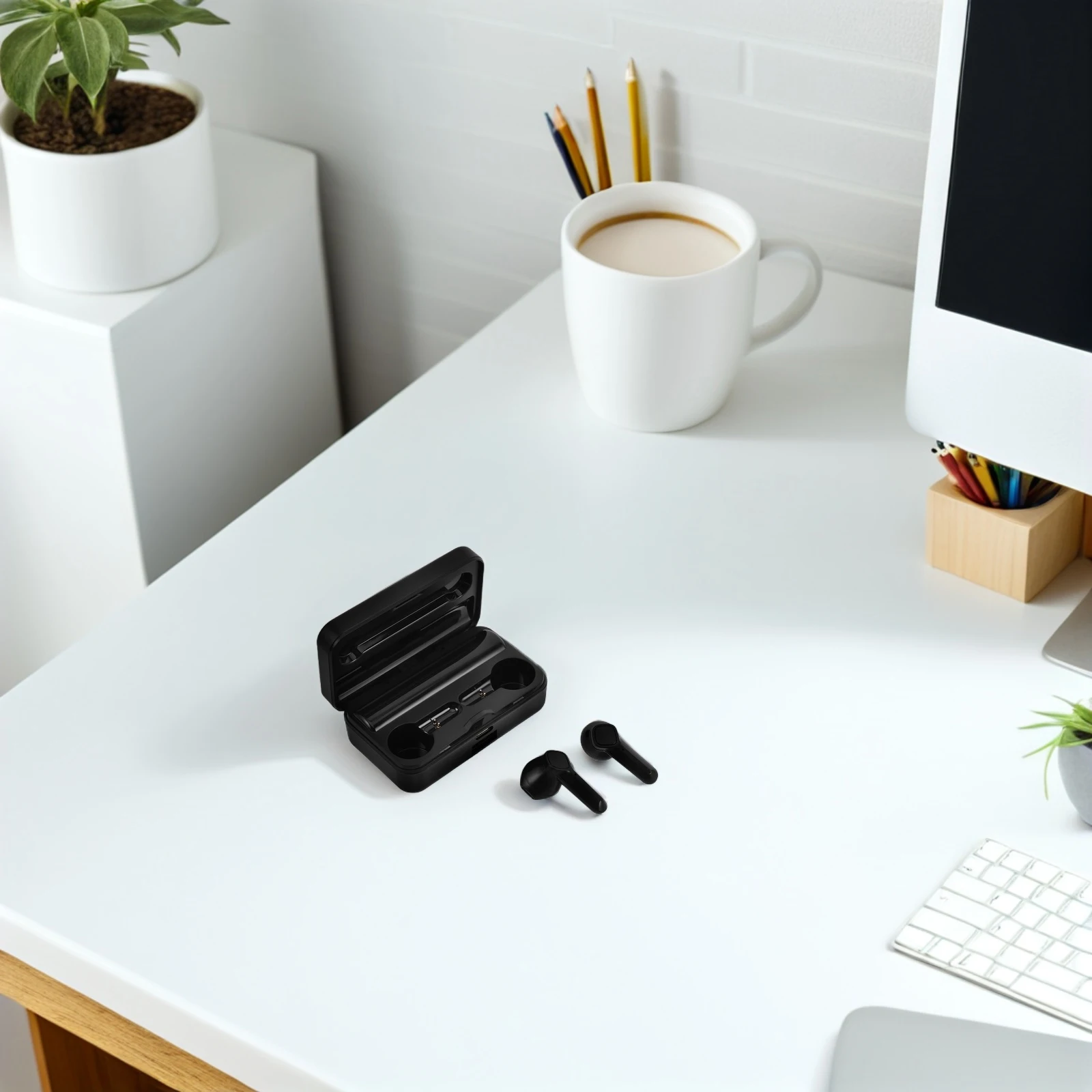 

1 Set Wireless Earphones Mirror Screen Dual Ear Sports Headphones High Definition Sound Stable Connection For Running
