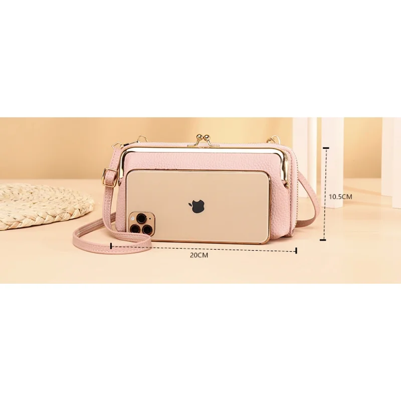 Multi-functional PU Leather Crossbody Bags Simple Lightweight Large Capacity Shoulder Bags Casual Small Mobile Phone Hand Bags