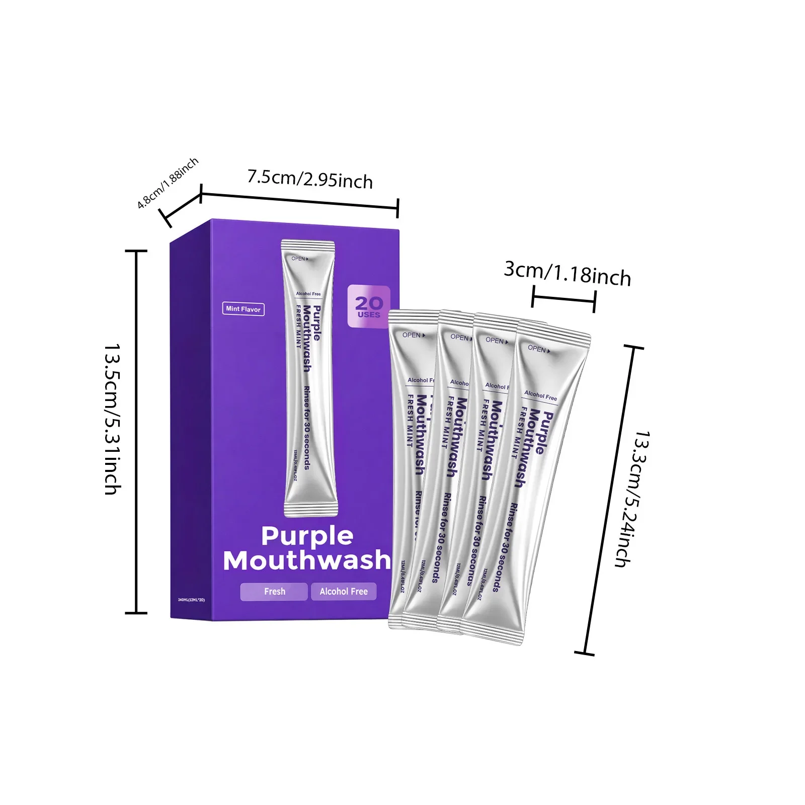 Purple Mouthwash Deep Cleaning Teeth Whitening Remove Mouth Odor Improve Bad Breath Reduce Plaque Mint Fresh