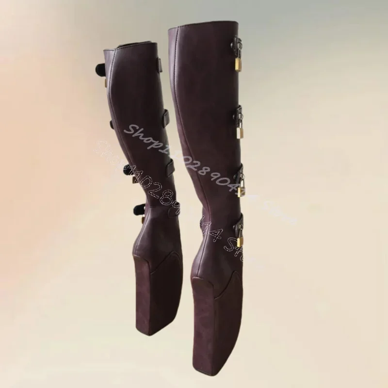 

Lock Decor Burgandy Strange Style Heels Boots Side Zipper Women Shoes Novel Party Banquet Dating Ballet 2026 Zapatos Para Mujere