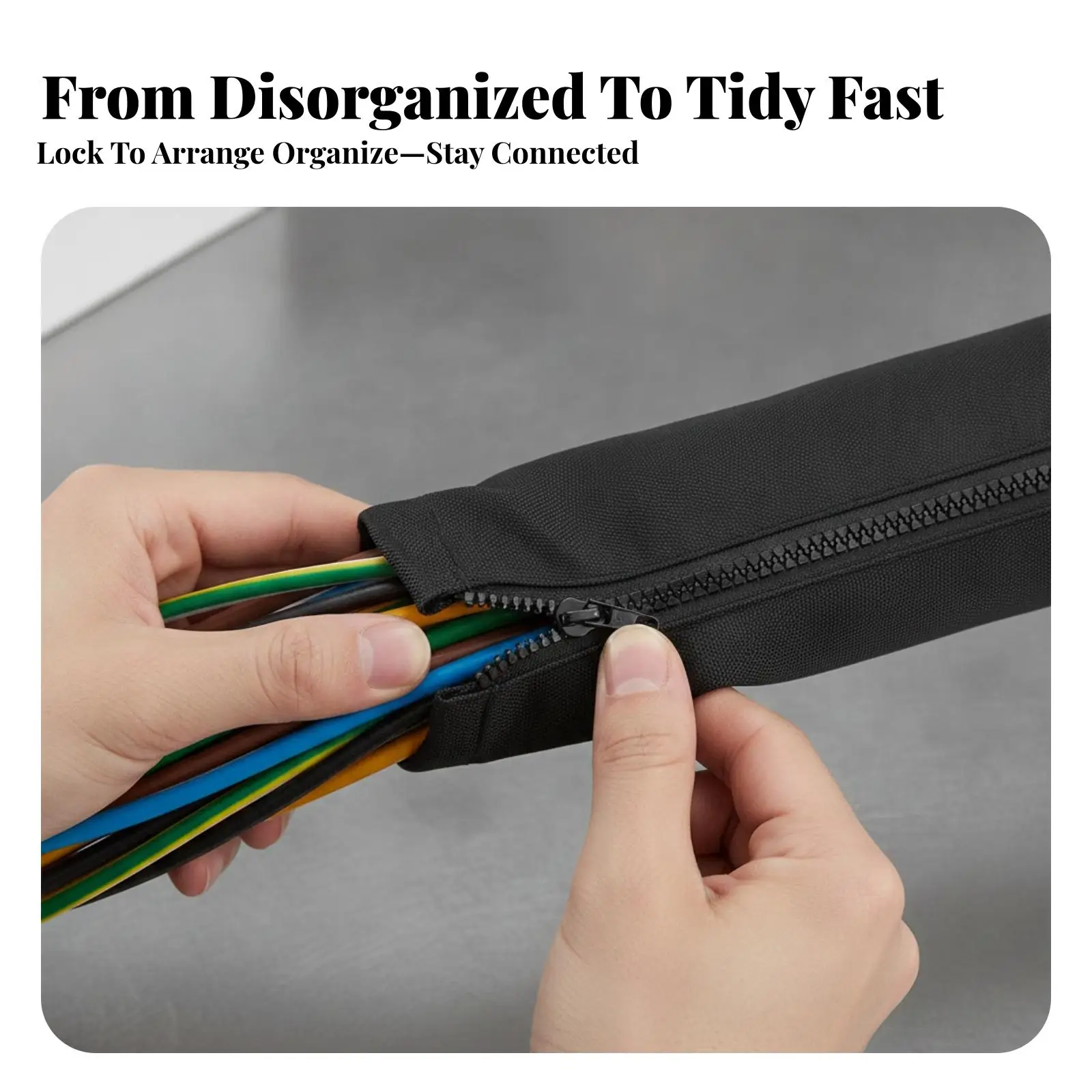 Cable Sleeve for Boat Wiring 48 Inch Zippered Oxford Cloth Marine Conduit Cover Wire Loom Protector with Secure Tie Closures