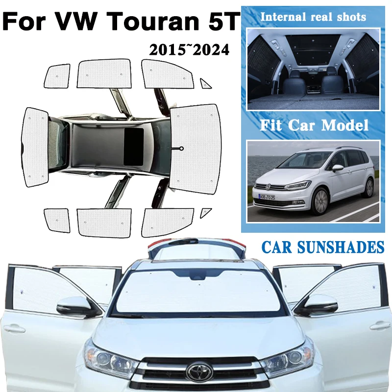 Car Sunshades Cover For Volkswagen VW Touran 5T MK2 2015~2024 Sun Sunscreen Window Black Silver Visors Coverage Pads Accessories