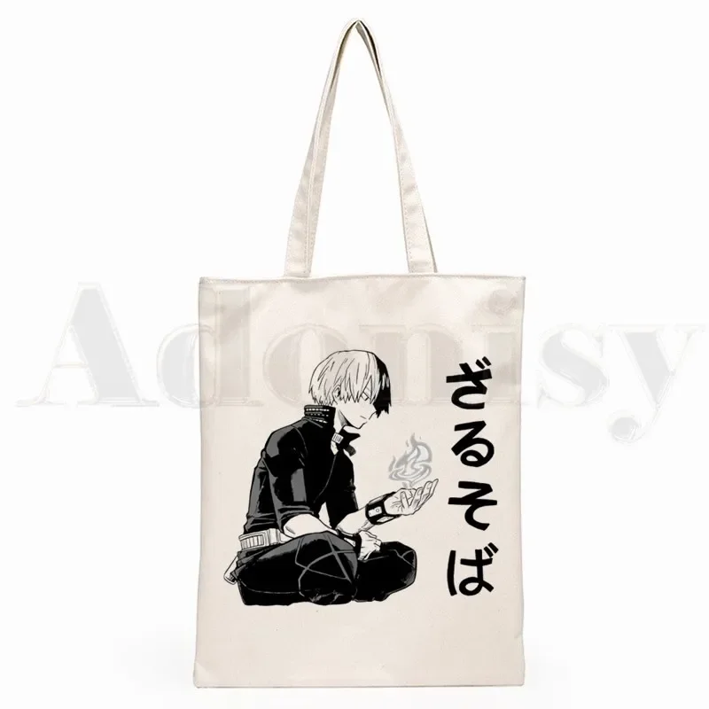 My Hero Academia Shoto Todoroki Japan Anime New Art Canvas Bag Totes Simple Print Shopping Bags Girls Life Casual Pacakge