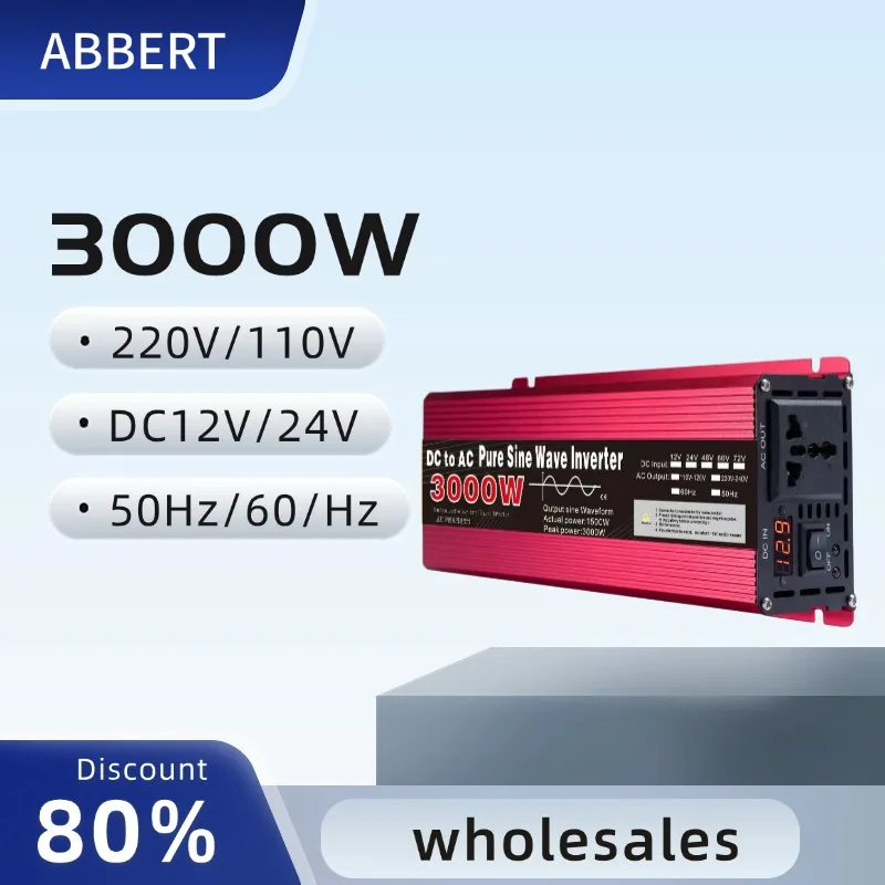 

3000W Pure Sine Wave Inverter 12v 24v~ 220V 110V 2000W 1000W Converter Power Supply DC AC VoltageAdapter Module Transmission