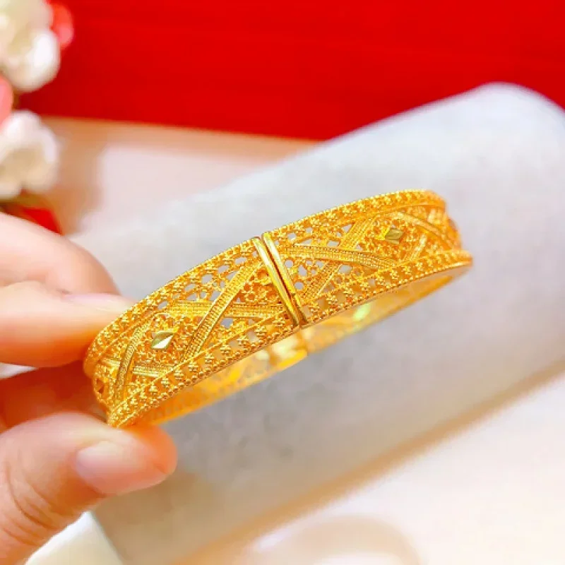 9999 24k real gold bracelet female hollow dragon and phoenix gold bracelet wedding gold bracelet transit gold bracelet