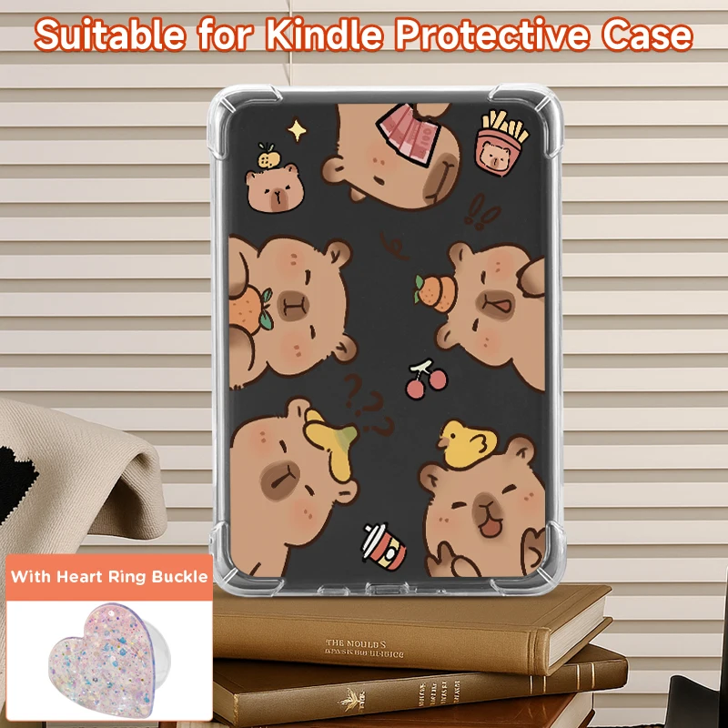 Clear soft TPU case with print,for Kindle 10/11/12th,Paperwhite 5,Kobo Clara Colour/BW,Libra Colour(2024)，E-reader Case