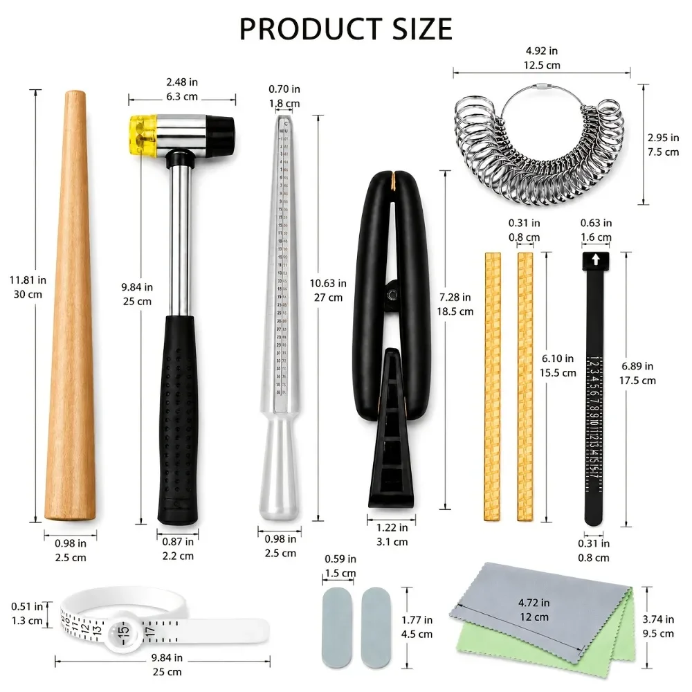 Full‑Set Ring Reshaping & Resizing Tool Kit, Multi‑Function Ring Measuring & Straightening for Jewellery Repair and Handcraft