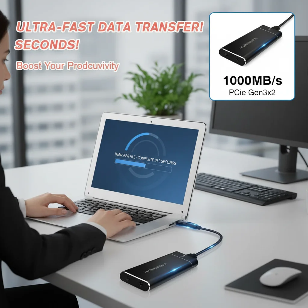 

M2 SSD Case M.2 NVMe SATA SSD Enclosure Adapter 10Gbps USB 3.1 Type C Dual Protocol External Enclosure Supports M And B&M Keys