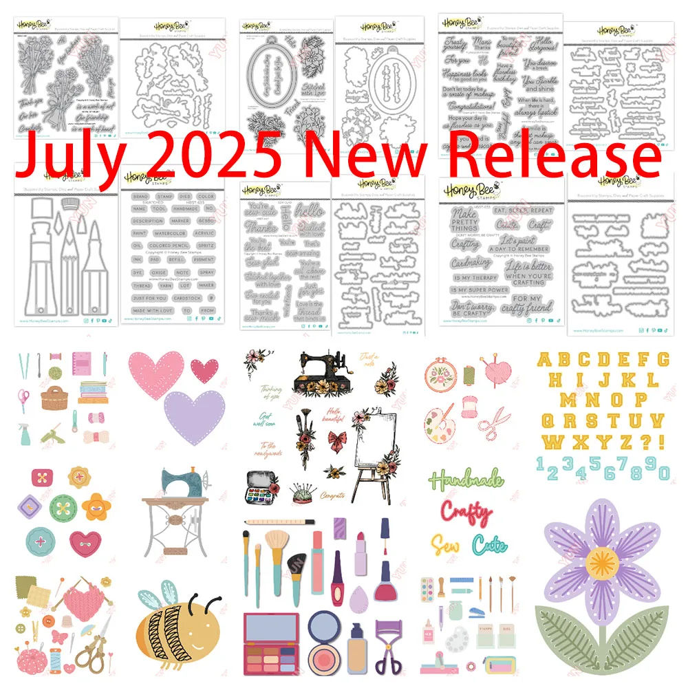 

2025 New Dies Stamps Great Greetings Crafting Dies Stitched With Love Floral Easel Bees Die Stencils Diy Scrapbook Card Handmade
