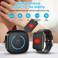 Wireless Watch Button Pager Emergency SOS Paramedic Pager 60 Songs Emergency Call Button For Kids Elderly Patient Call System