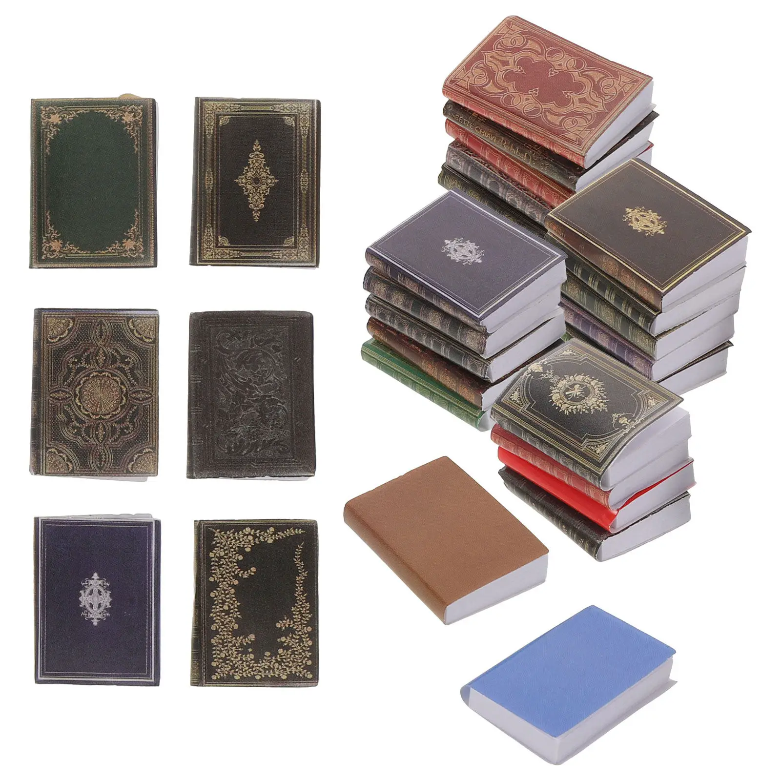 

27Pcs Handmade Miniature Books 1:12 Scale Dollhouse Library Decoration Mini Books for Crafts Display Miniature Scene Collection