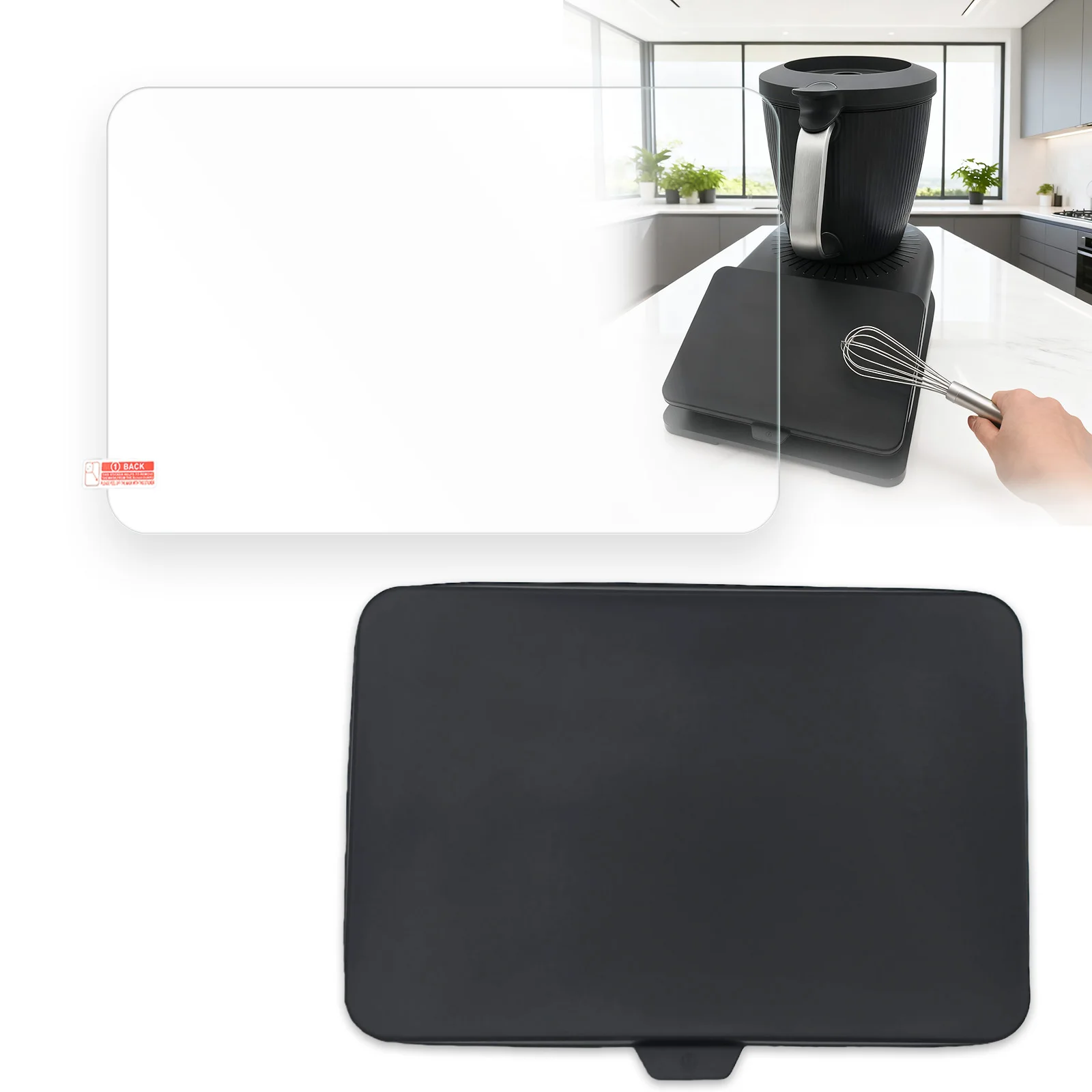 Thermomix TM7 Enhanced Shield:High-Alumina Tempered Glass Protector with Silicone Cover,Anti-Scratch,Smudge-Resistant