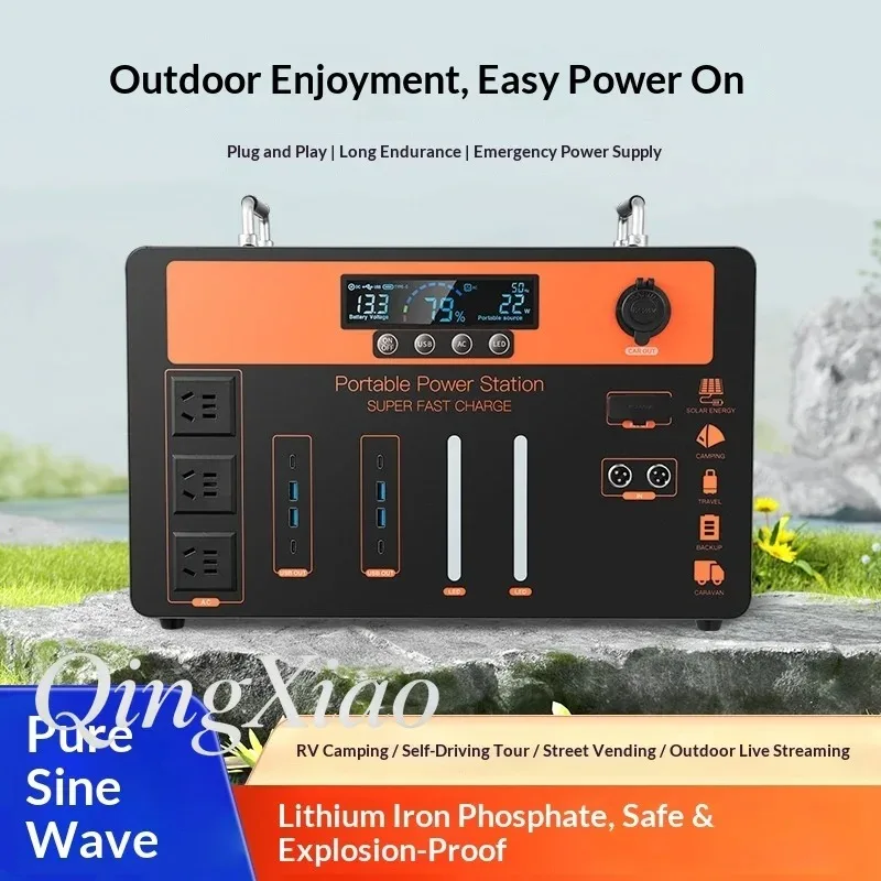 Large Capacity Portable Power Station 220V Outdoor Emergency Backup Power For Camping Road Trips And Home Blackout Use