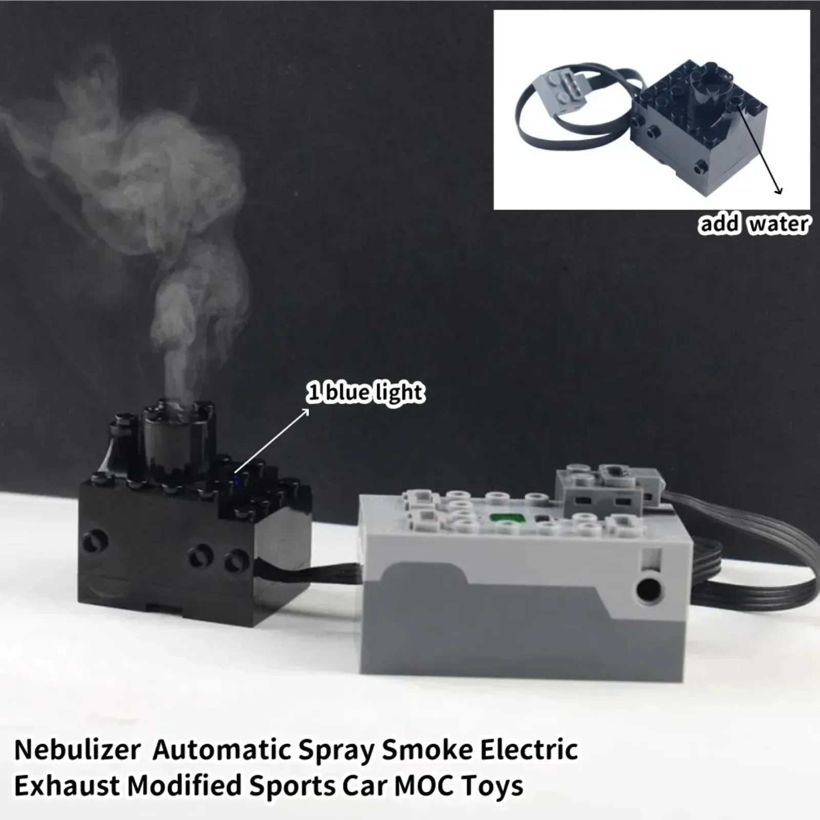 أجزاء رش دخان العادم الكهربائي مع أضواء LED حمراء لنماذج مكعبات بناء السيارات الرياضية MOC
