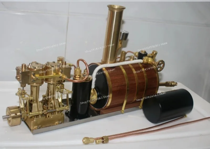 200ml Horizontal Brass Steam Boiler with Safety Valve & Pressure Gauge for RC Car Ship Model