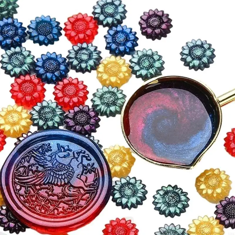 Sealing Wax Beads Flower Wax Seal حبات لدعوة الزفاف ختم X3UC