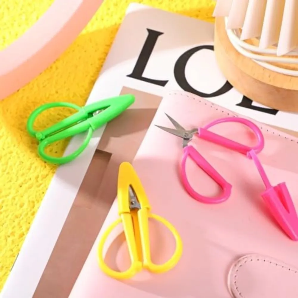 Mini Small Sharp Scissors with Cover Silicone Soft Handle Craft Scissors Stainless Steel Portable Cut Paper Tool Travel Crafts