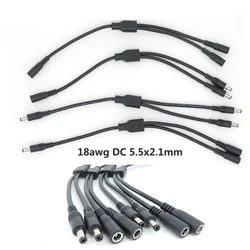 4 types 18awg 2 way DC 5.5x2.1 male female to 2 male female Splitter Power supply connector adapter Cable Plug extension cord