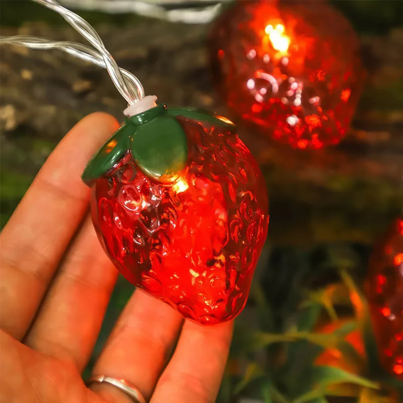 Süße Erdbeer-Thema, 1,5 m, 10 LEDs, Lichterkette, Garten, Schlafzimmer, Hängeleuchte für Kinder, Mädchen, Geburtstag, Babyparty, Party-Dekoration – Detail 2
