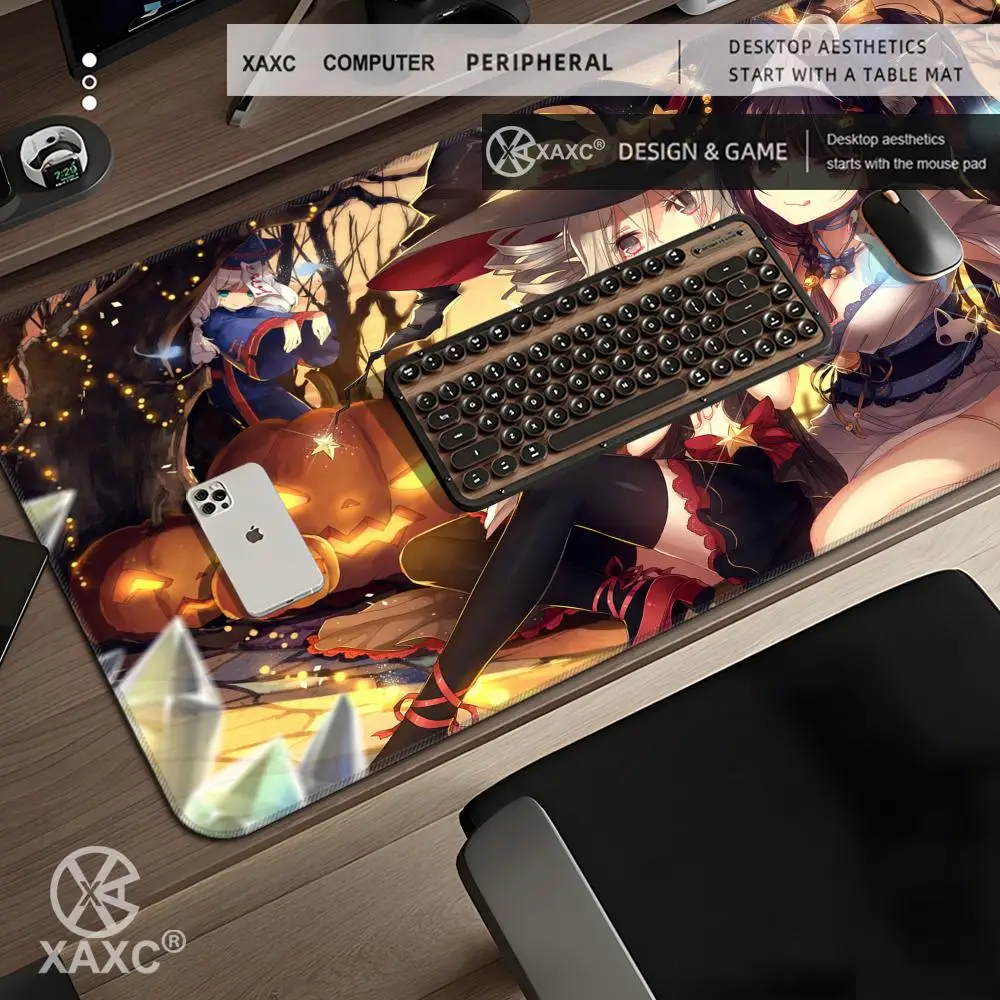 Anime Girl H-Honkai G-Gakuen Mouse Pad Large Keyboard Mouse Desk Pad XXL Non-Slip Rubber Gaming Mouse Pad Laptop Carpet HYBXXC