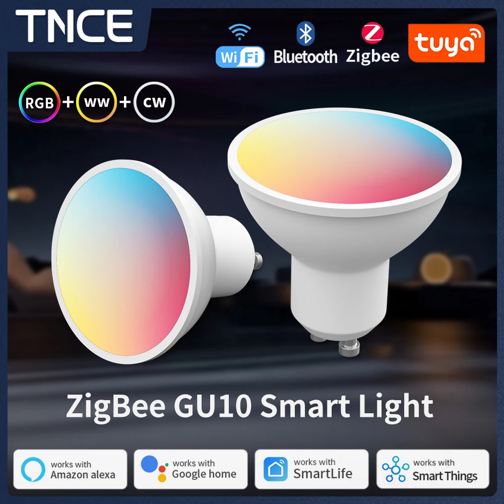 TNCE GU10 Tuya WiFi/Zigbee/Bluetooth Smart LED Light Bulb Dimmable Lamps Smart Life App Control Bulb Work With Alexa Google Home