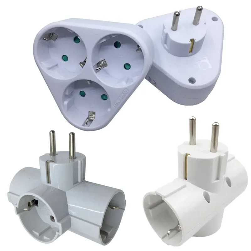 EU Plug Multiple Power Adapter EU Power Outlet European Standard Three-position Socket One to Three 1 out 3 Conversion Socket