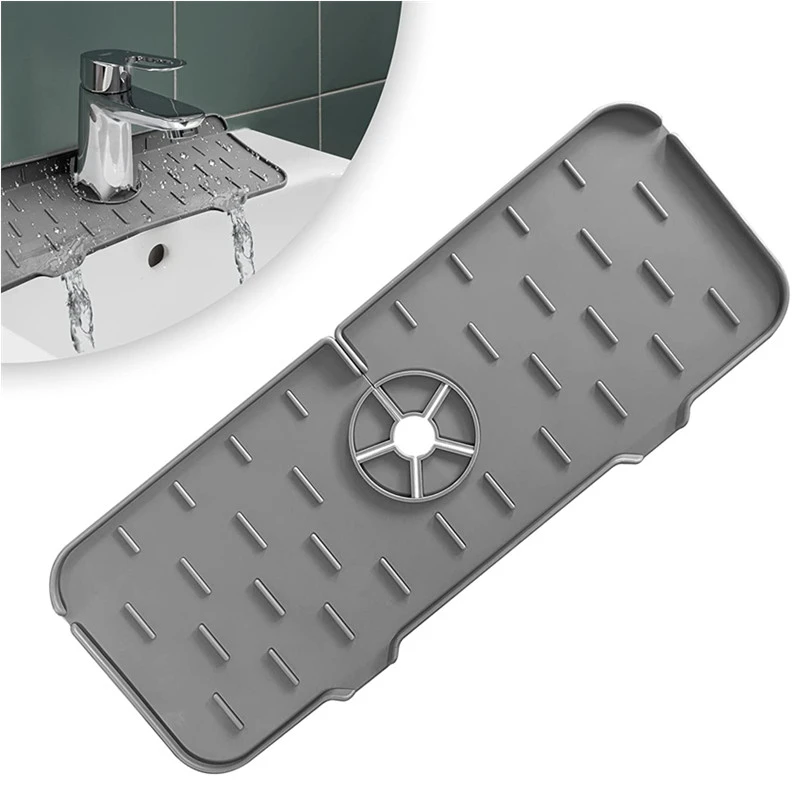 

Faucet Absorbent Mat Silicone Sink Splash Guard Draining Pad Faucet Splash Catcher Countertop Protector For Kitchen Bathroom