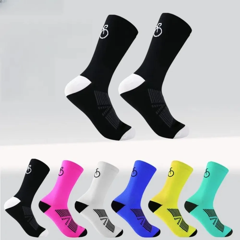 2 paia di calzini sportivi in cotone di nylon di alta qualità calzini da ciclismo su strada traspiranti a metà polpaccio calzini da sci per assorbimento del sudore per uomo donna