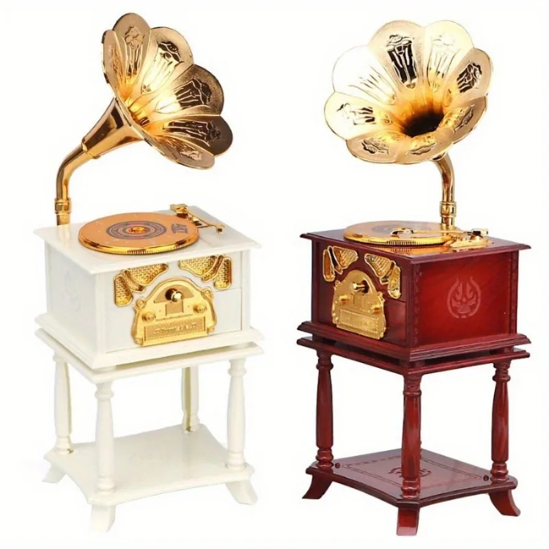 1PC Eight-tone Gramophone Retro Music Box Mini Classic and Nostalgic Style Exquisite Design