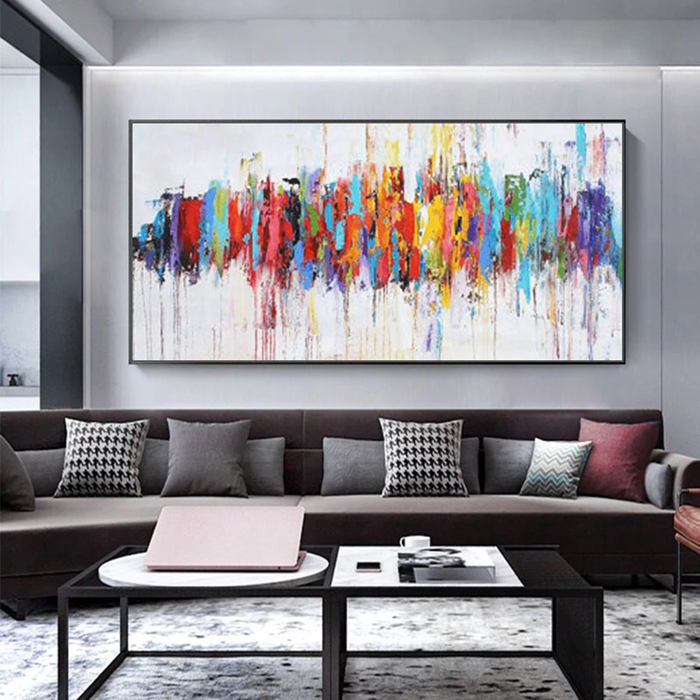 Mintura,Modern Wall Art Picture For Living Room Home Decoration,Handpainted Multi-Color Abstract Texture Oil Paintings On Canvas