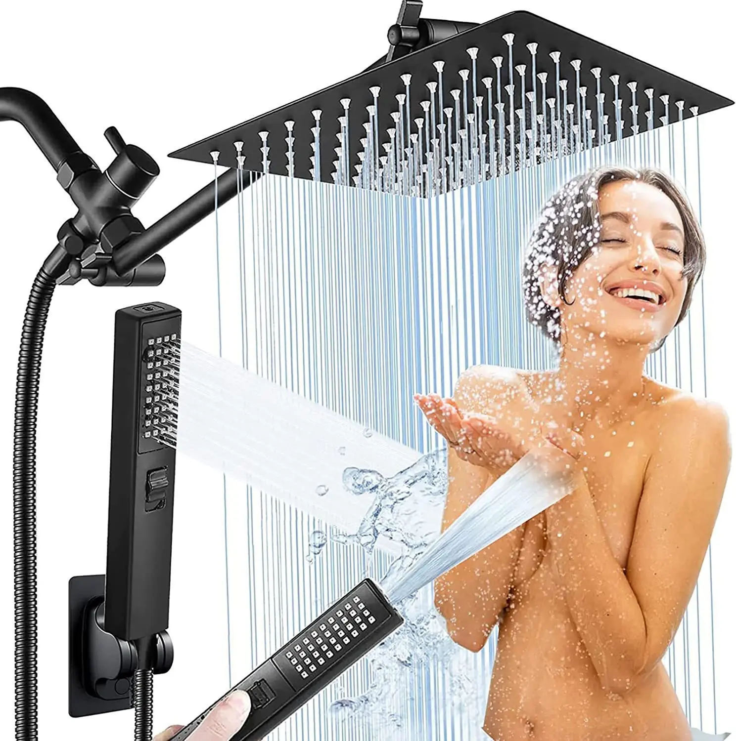 

cross-border concealed stainless steel pressurized shower top spray shower head handheld shower with its own spray gun