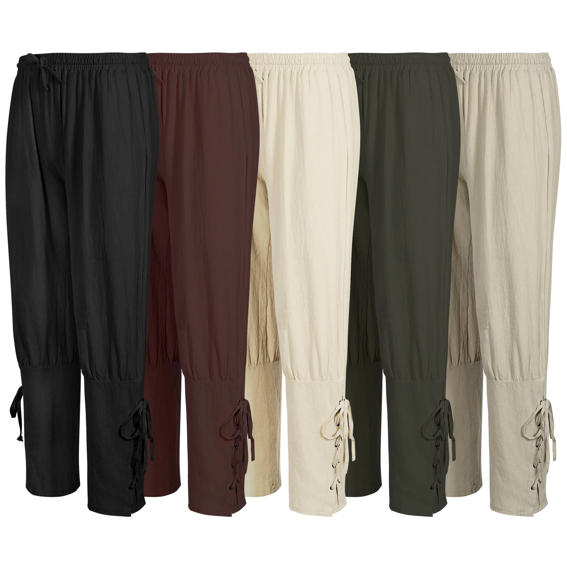 2024 New Men's Mid-century Four-color Retro Performance Pants Pirate Ship Cosplay Costume Leggings Traditional Chinese Stage ...