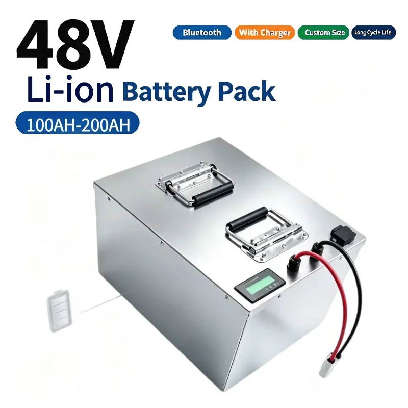 48V 100Ah 200Ah LiFePO4 Battery Built-in BMS Deep Cycle Storage Pack for Solar Inverter, Off-Grid Solar, Telecom, RV, Marine, Go