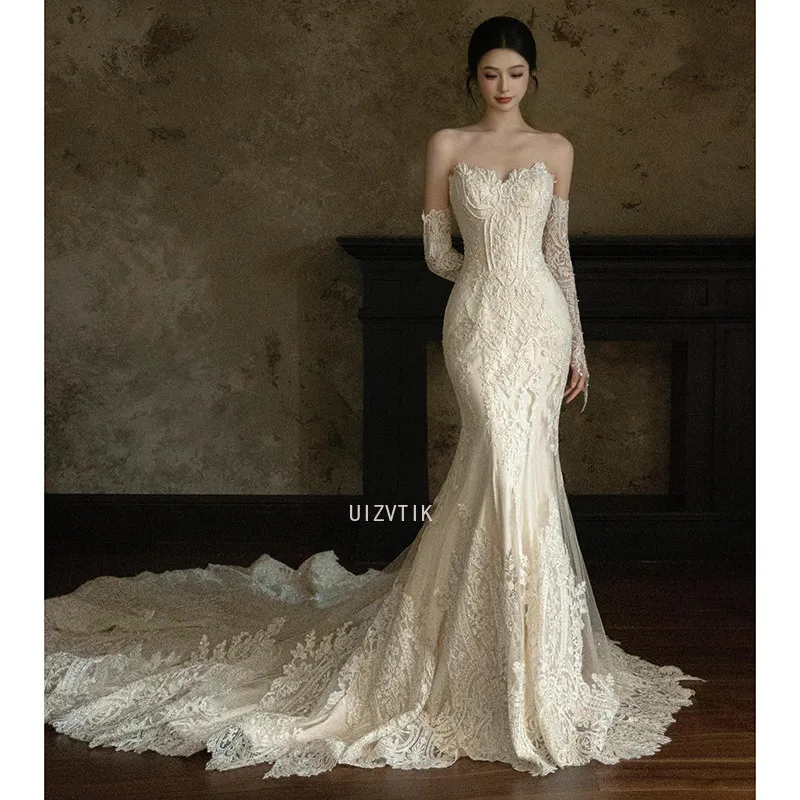 Meerjungfrau-Hochzeitskleid 2026, luxuriöse Mangas-Entmontables, Novia, Spitzenkorsett, Vestidos De Noiva, Hochzeitskleid, Hochzeitskleid, Boda