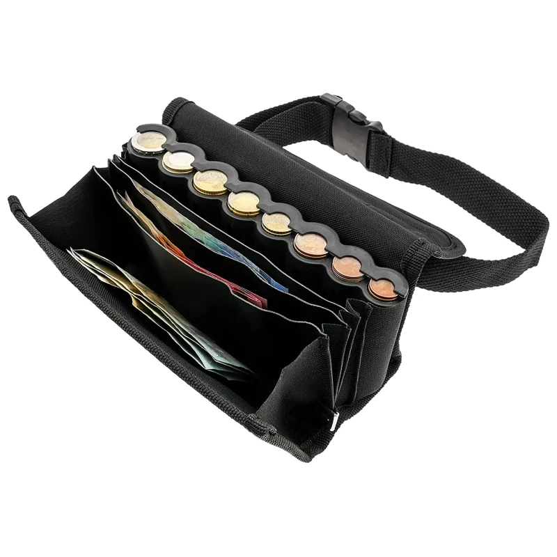 Cash Wallet with Coin Holder Coin Organizer Portable Belt Bag Adjustable Strap Multiple Compartments for Coin Cash Bill