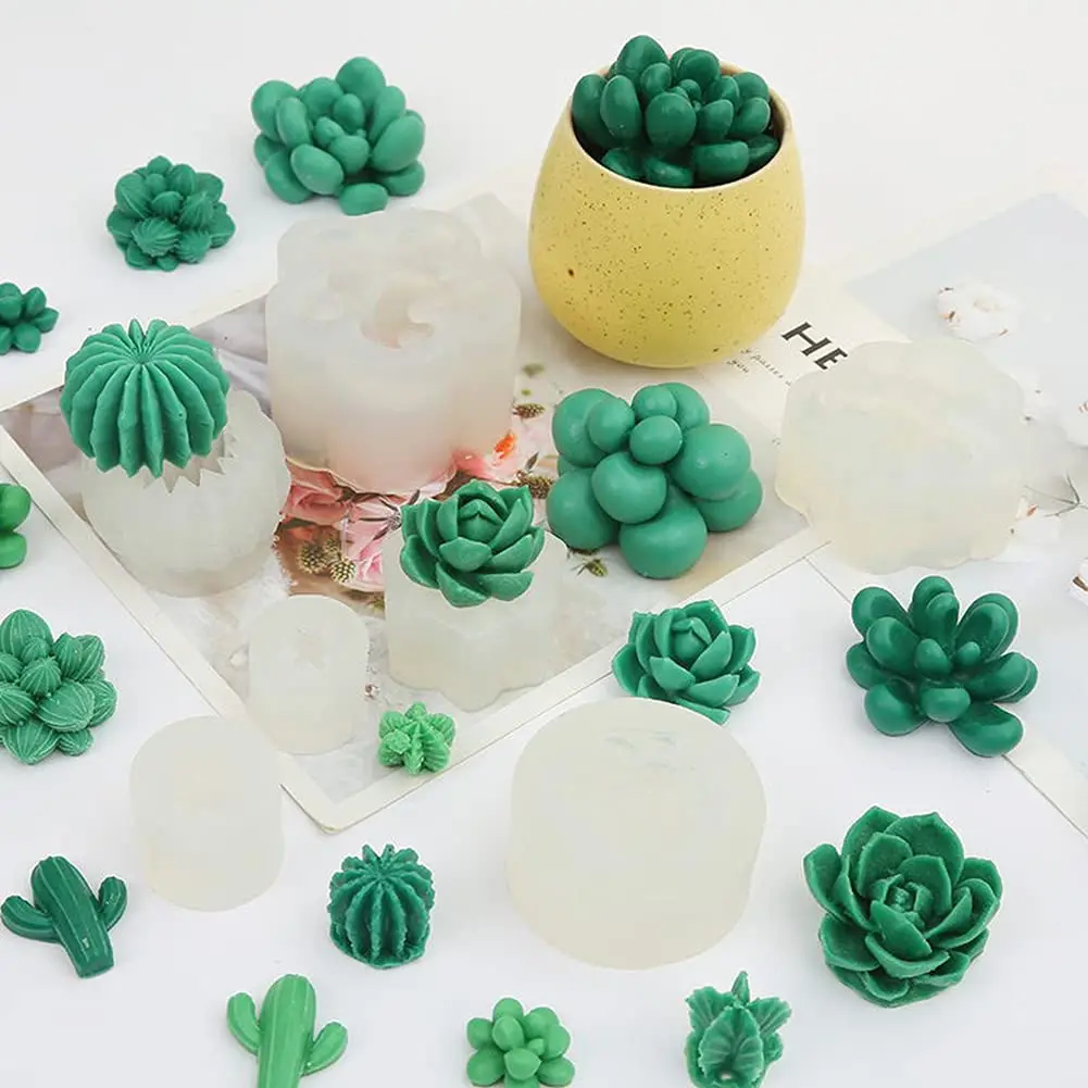 DIY Simulation Cactus Silicone Mold Mini Succulent Plant Candle Mold Soap Epoxy Resin Mold Cake Dessert Mousse Mold Home Decor