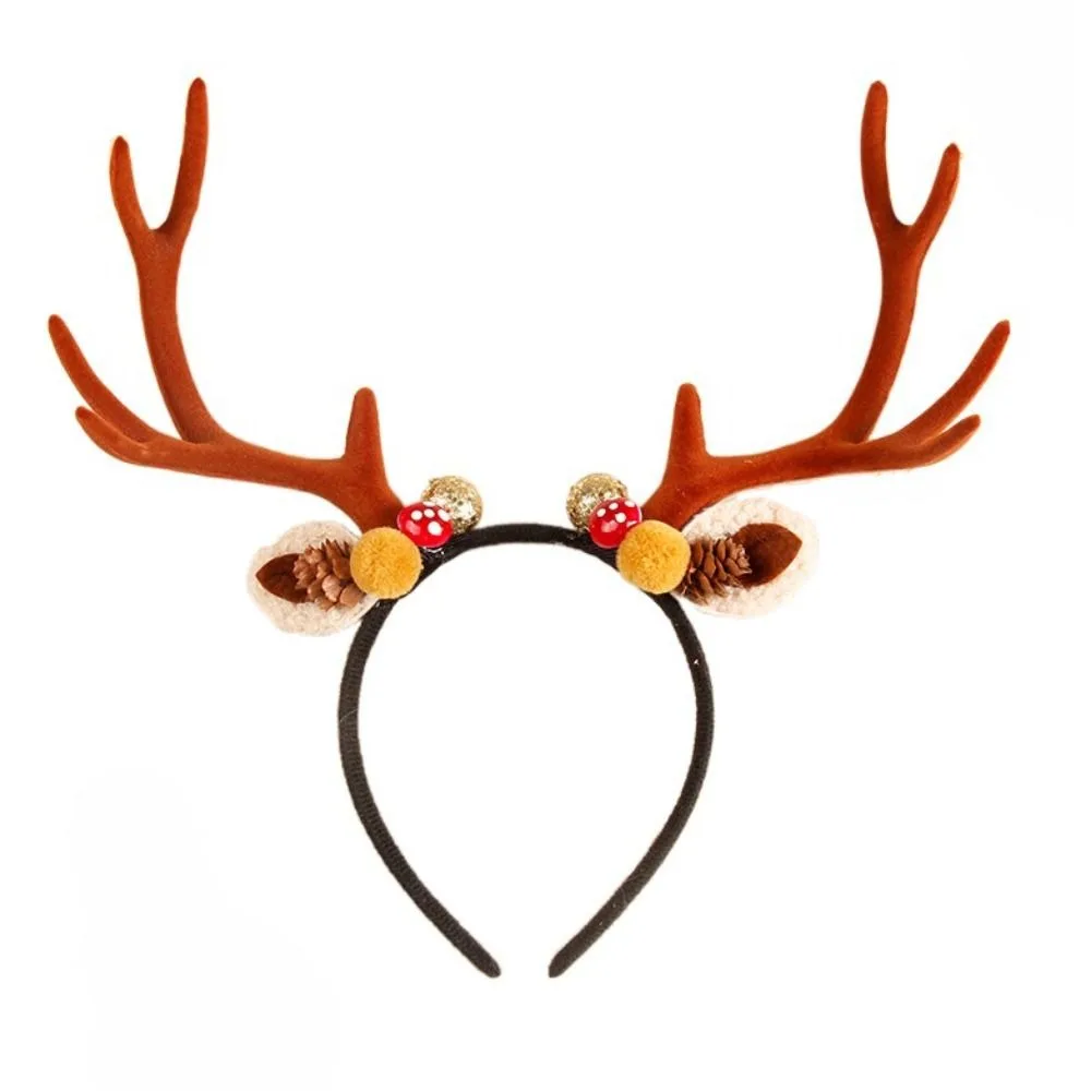 Cosplay Costume Accessories Bell Christmas Headband Ball Flower Antlers Headband Dress Up Head Decoration Elk Hair Hoop Men