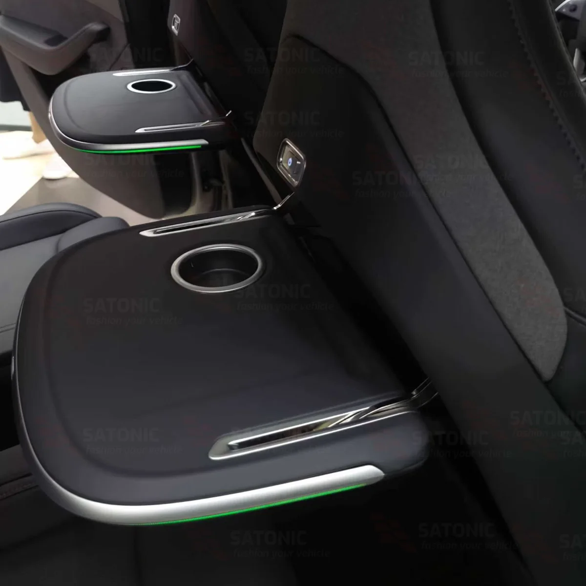 Electric Auto Seatback Tray Table For Tesla Model Y 3 Juniper YL S X Rear Foldable Desk with Wireless Charger Ambient LED Light