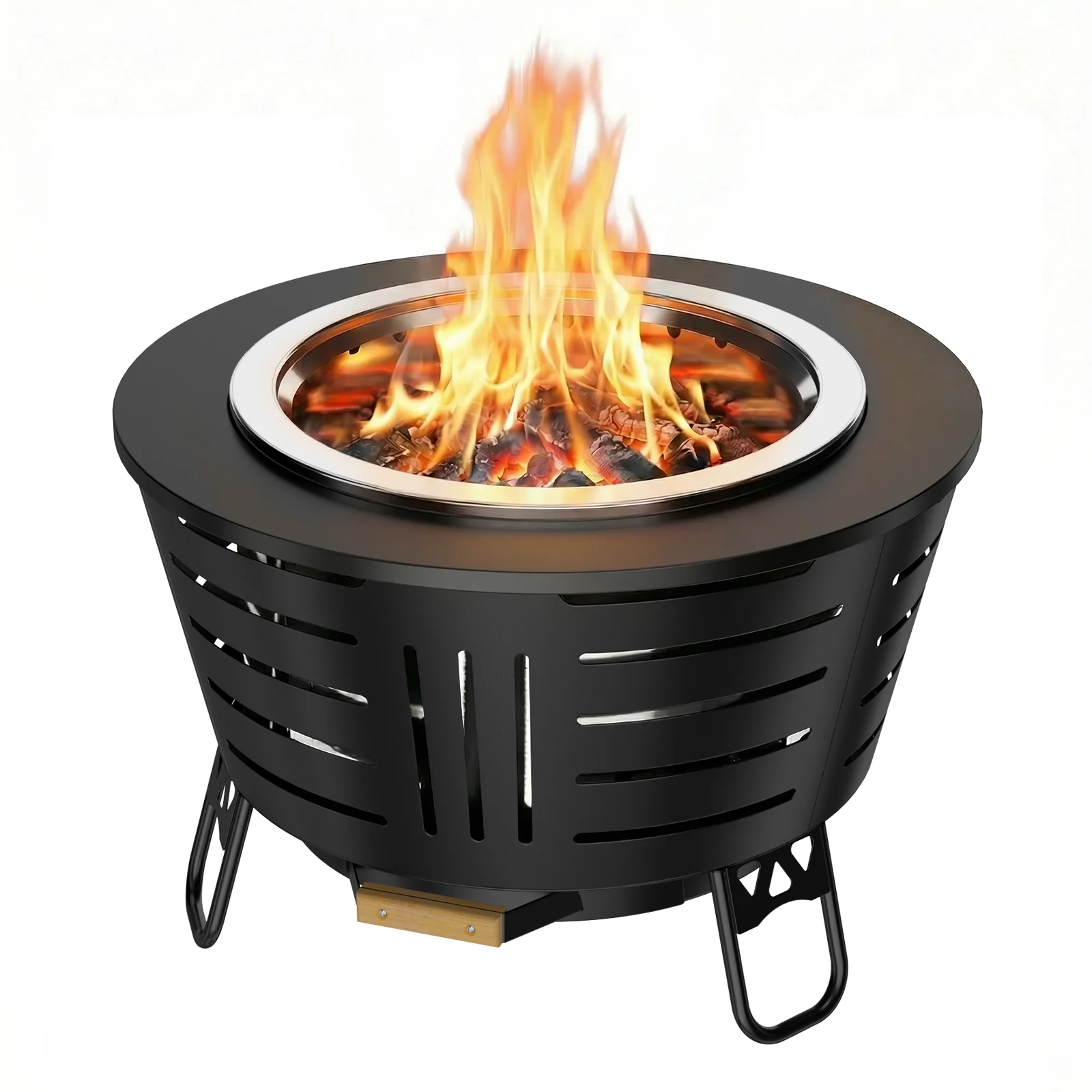 

26-дюймовый бездымный очаг для сжигания дров из нержавеющей стали с тройным горелочным отсеком, съемным поддоном для золы, для дома и сада