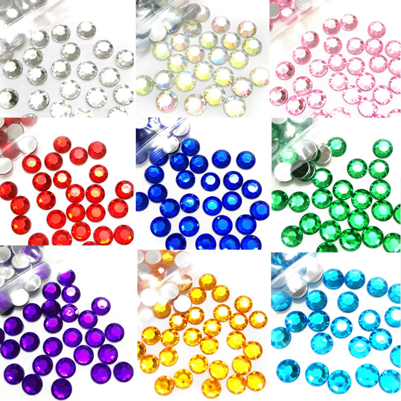 

3/4/5/6/7/8/10mm Faceted Round Flat Back Acrylic Rhinestone Gems Loose Diamante Crystal Stones for Nails and Crafts #300609