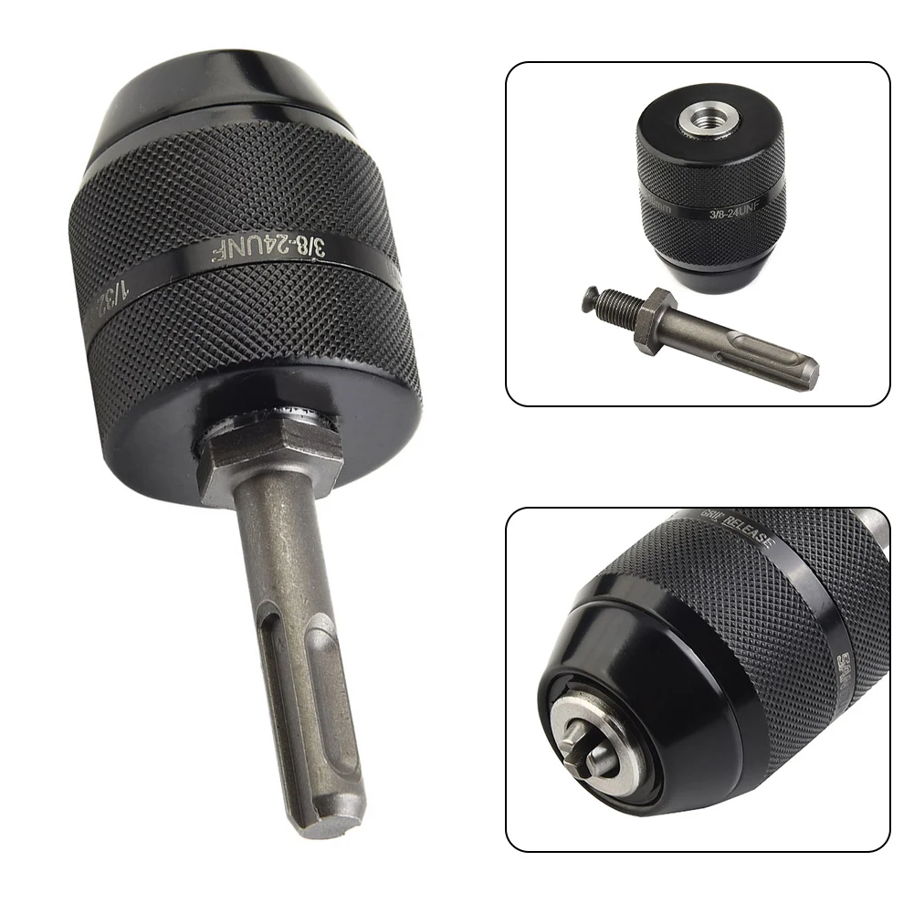 2pcs 3/8-24UNF 0.8mm-10mm Keyless Metal Drill Chuck With Quick Change Adapters Unique Locking For Percussion Drills Power Tool