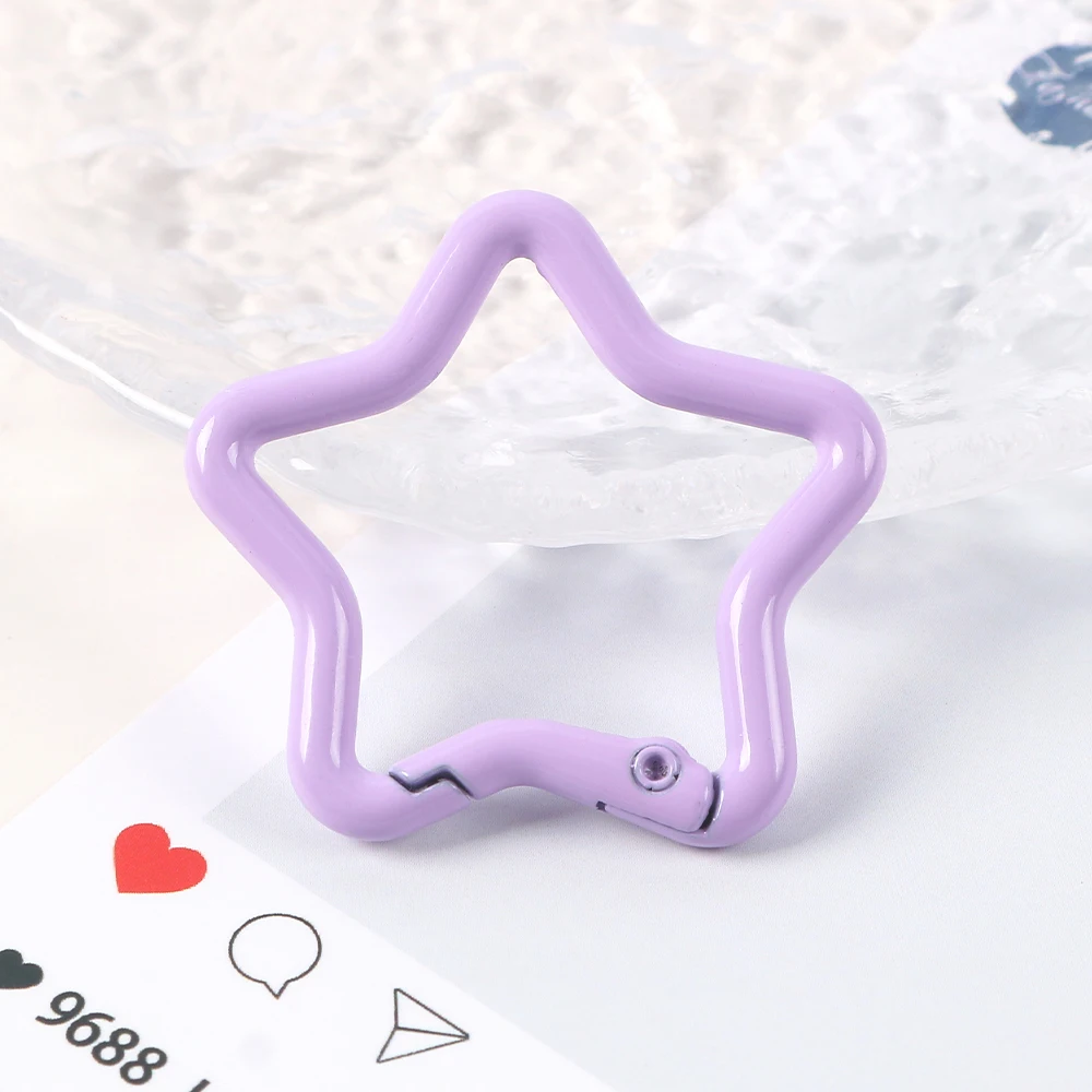 

1pcs Round Corner Lacquered Pentagram Spring Clip Keychain for Jewelry Making Key Chain Cell Phone Chain DIY Accessories