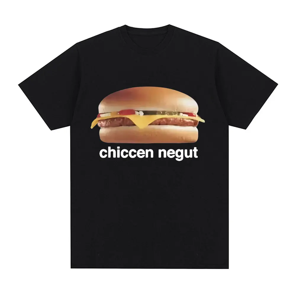 Chiccen Negut Funny Meme Graphic T Shirt Fashion Loose Short Sleeve T Shirts Men Women Clothing Casual Cotton Oversized T-shirts