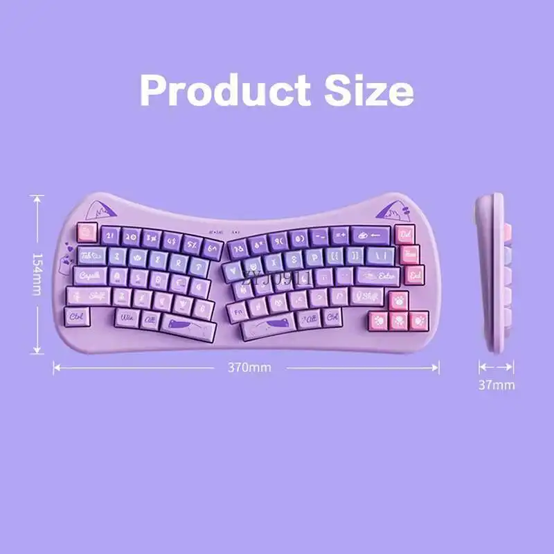 무선 분리형 68키 멀티미디어 버튼 키보드 인체공학적 BT5.0 듀얼 모드 귀여운 고양이 키보드