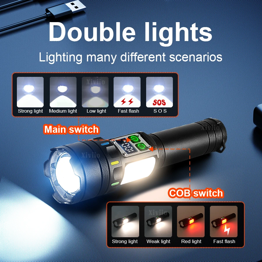 NEW 89000000LM Ultra Bright LED Flashlight Most Powerful Torch Light Rechargeable Portable Lamp With Magnet  For Camping Lantern - view 2
