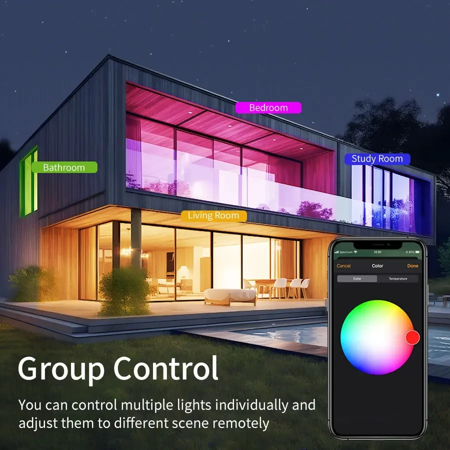 Plafoniera WiFi intelligente 85-265V Luce LED rotonda per interni RGB Dimmerazione colore Controllo APP Cozylife Funziona con Alexa Google Home