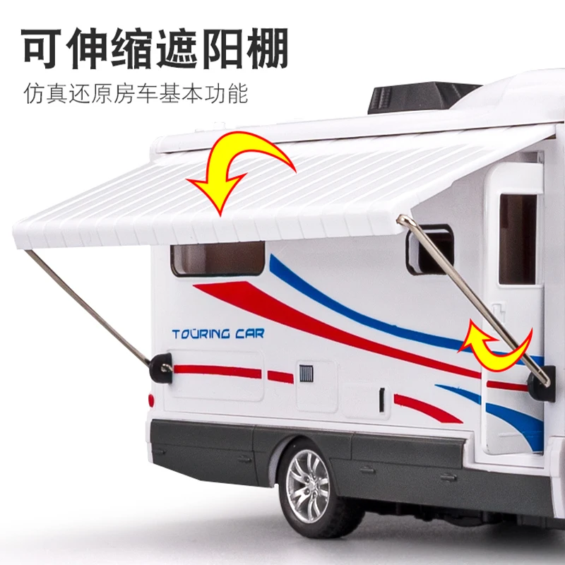 1:32 simulação grande acampamento rv carro de brinquedo liga modelo de carro ônibus turístico carro viagem infantil menino