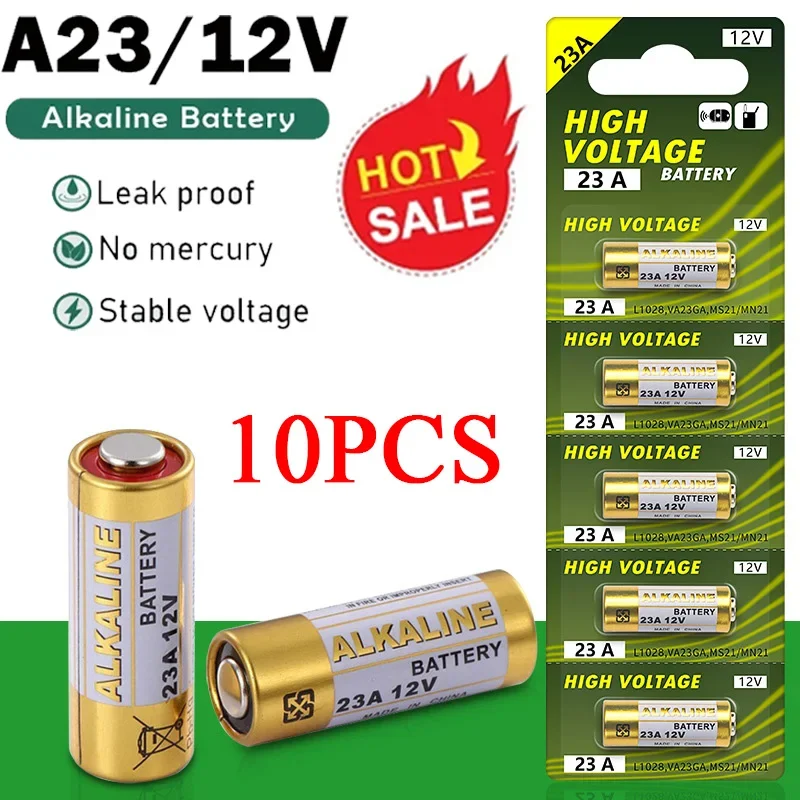 10 SZTUK 12V baterii alkalicznej A23 23A 23GA A23S E23A EL12 MN21 MS21 V23GA L1028 GP23A LRV08 do zdalnego sterowania dzwonkiem do drzwi suchych